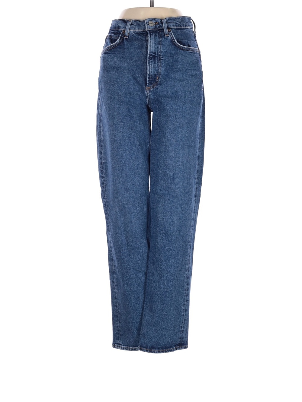 Agolde High-Rise Straight Jeans - Medium Blue